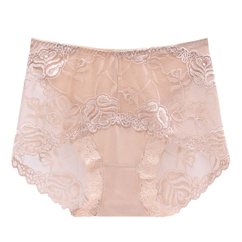 Lace Sexy Women Panties Briefs High Waist Underwear Embroidery Floral Seamless Breathable Female Lingerie Plus Size Underpants