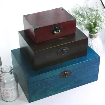 

Zakka Vintage Egyptian style wooden jewelry storage box for gift small wood craft for organizer Desket decorations packaging