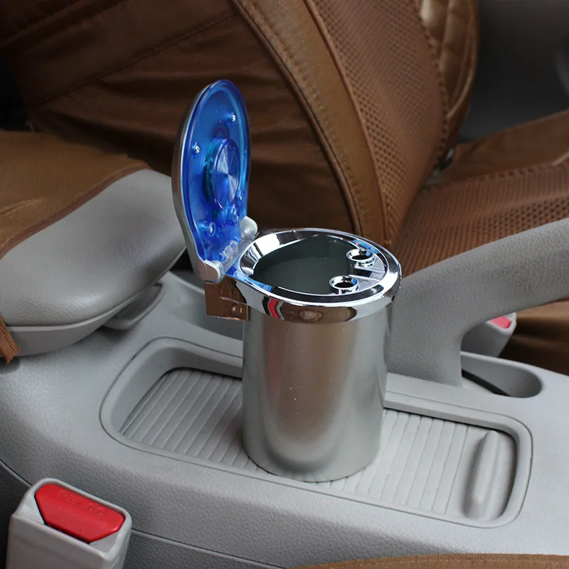 Solar LED Car Interior Ashtray Cup Cigarette Smoking Ash Holder Trash