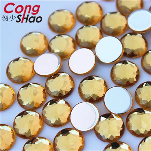 Cong Shao 100 шт 10 мм цветные круглые камни и кристаллы с плоской задней стороной Акриловые стразы для скрапбукинга свадебное платье Кнопка ZZ752 - Цвет: Light coffee