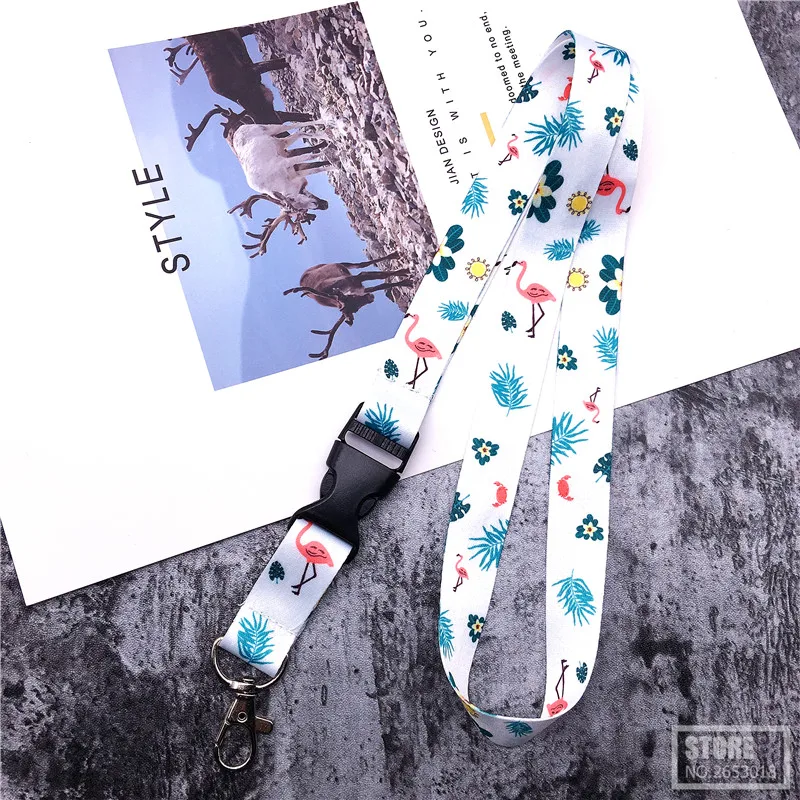 

Cactus Phone Lanyards for keys ID Card Pass Gym Flamingo Mobile Phone Strap For USB badge holder DIY Hang Rope Lariat Lanyards