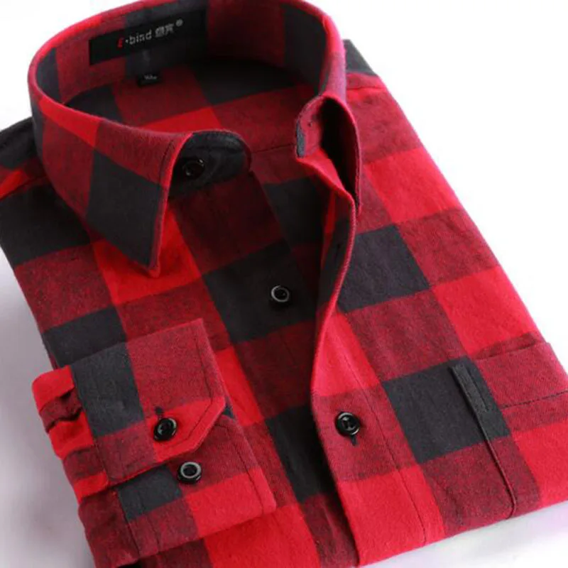 Мужская Фланелевая рубашка Camisa Повседневная теплая с отложным воротником и