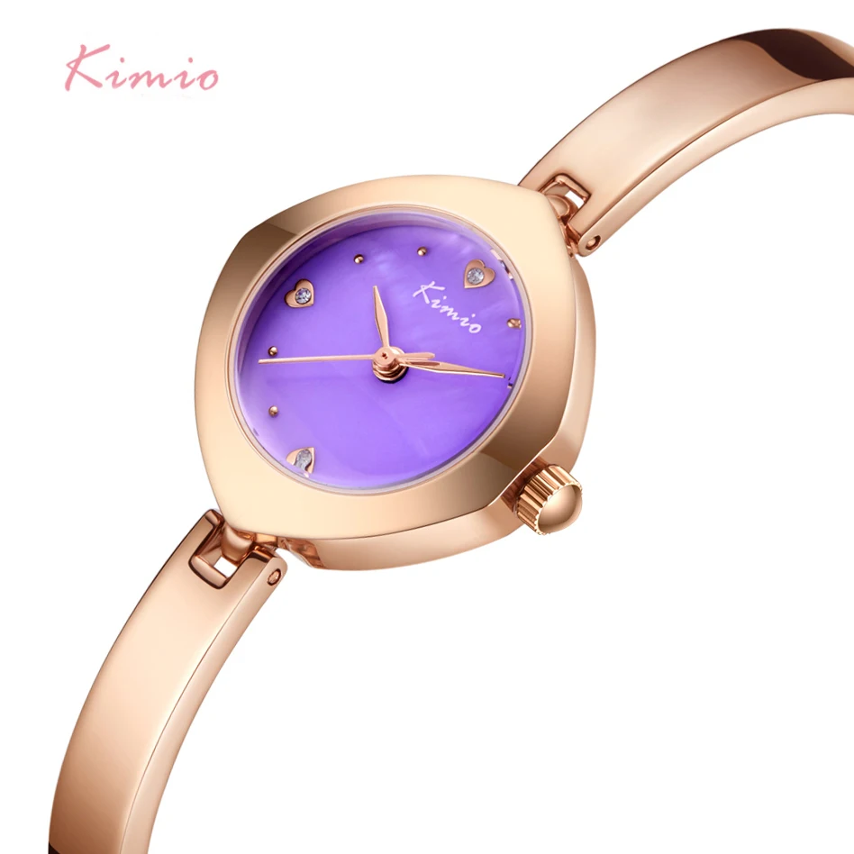 

KIMIO Brand Women Dream Purple Diamond Dial Watch Ladies Unique Design Bracelet Watch Waterproof Clock For Bride Montre Femme