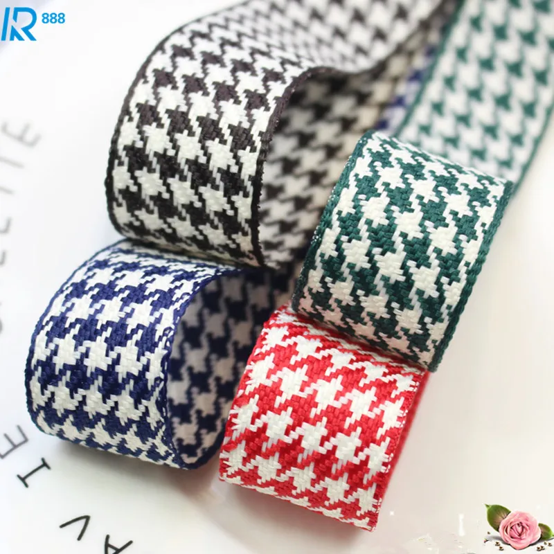 

38mm 3.8cm Houndstooth ribbons DIY bowknot accessories satin ribbon handmade Riband tape 8 y/lot
