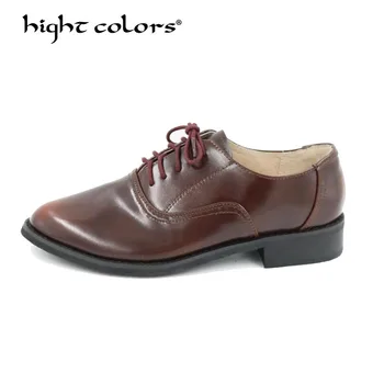 

Oxford Shoes For Women Brogue Woman Cow Leather Martin Ankle Female Casual Shoes Flats 2019 Spring Autumn Lace-Up Zapatos Mujer