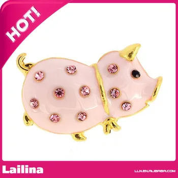 

Cute Pink Pig Crystal brooch Pin for women jewelry