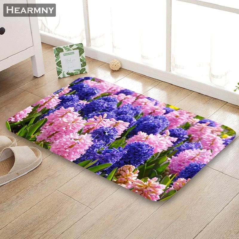 

Custom Hyacinth Dew Doormat Floor/Bath/Kitchen/Beach Mat Flannel Sponge Fabric 3D Printed Shaggy Decoration For Bedroom
