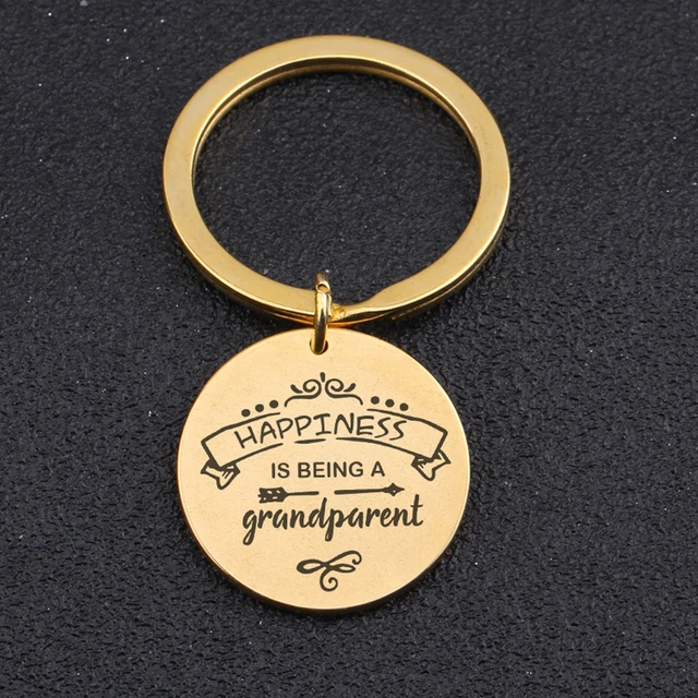 Stainless Steel Engraved Keychain for Grandparents