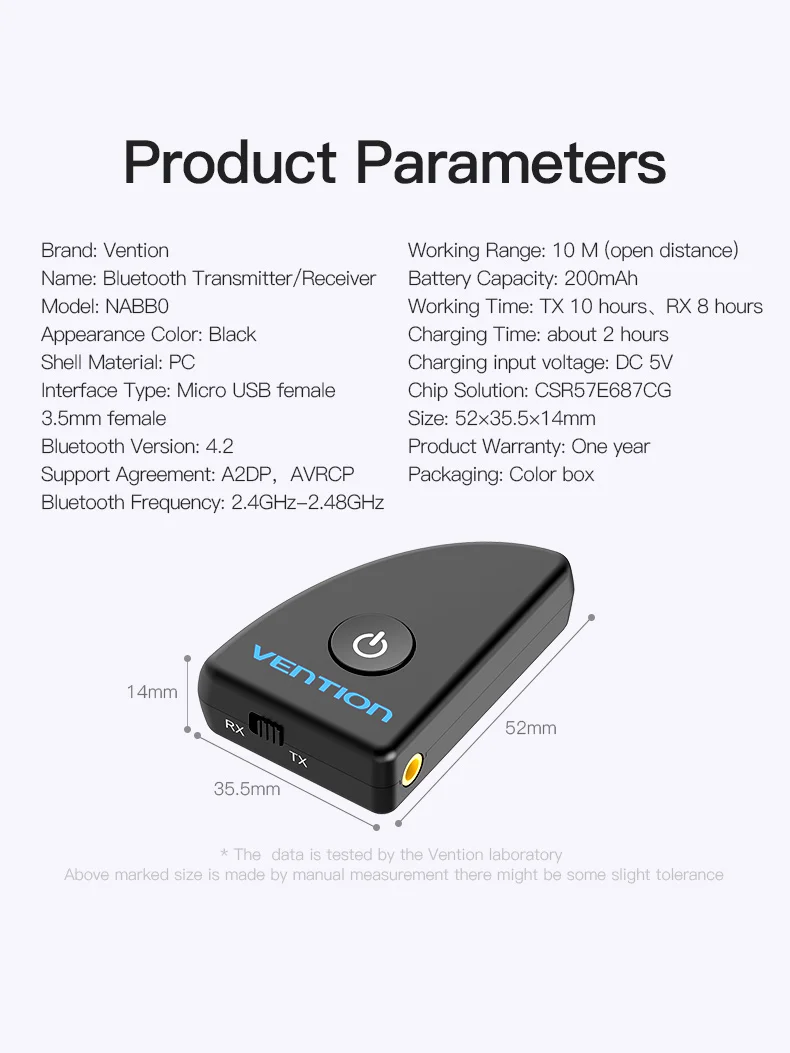 Vention Bluetooth аудио приемник передатчик беспроводной для ТВ наушники Колонки Aux 3,5 мм беспроводной Bluetooth 4,2 аудио адаптер