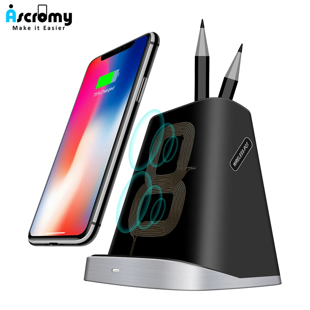 Ascromy 2 In 1 Wireless Charging Pen Holder Case For iPhone XS Max XR X