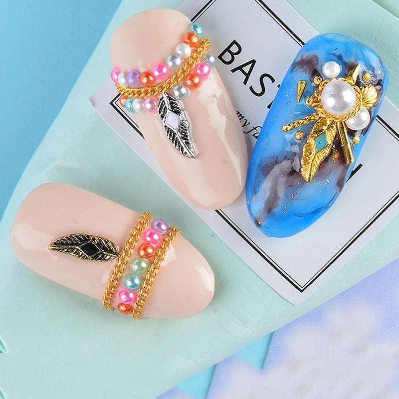 Стразы Mtssii для ногтей 3,5x9 мм винтажные перьевые в этническом стиле золотисто-серебристые заклепки аксессуары для ногтей украшения для дизайна ногтей