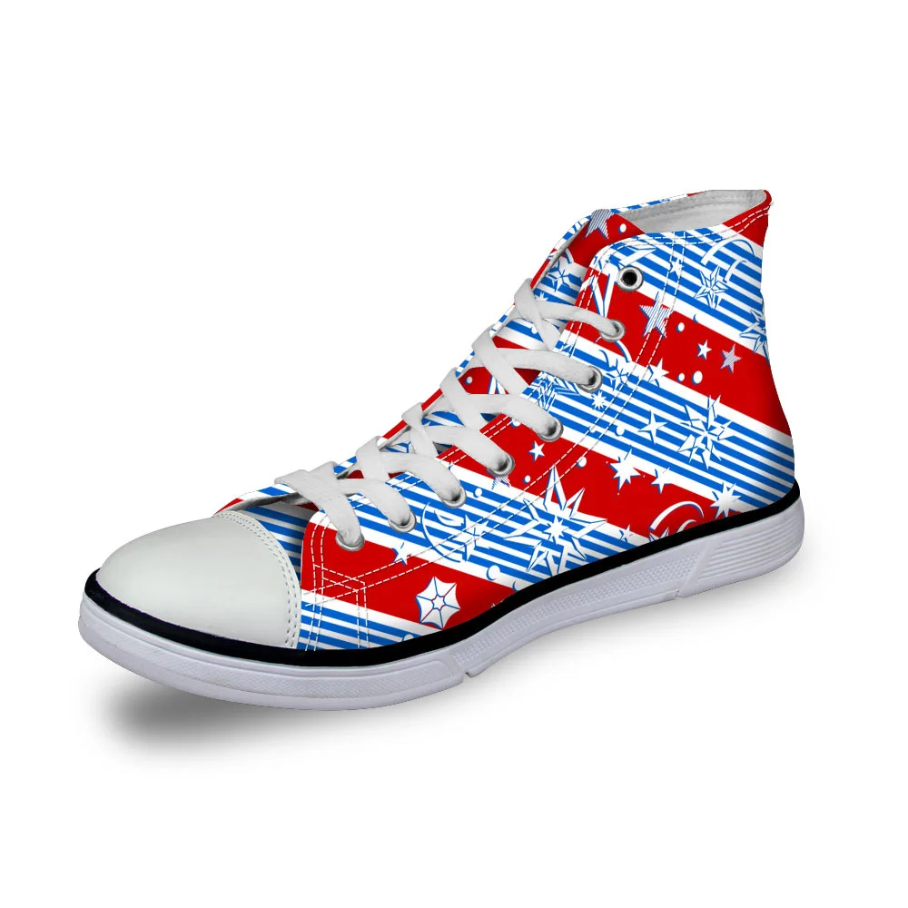 

Noisydesigns Ladies sneakers women red candy color striped 3D print vintage flat shoes vulcanized high top casual footwear girls