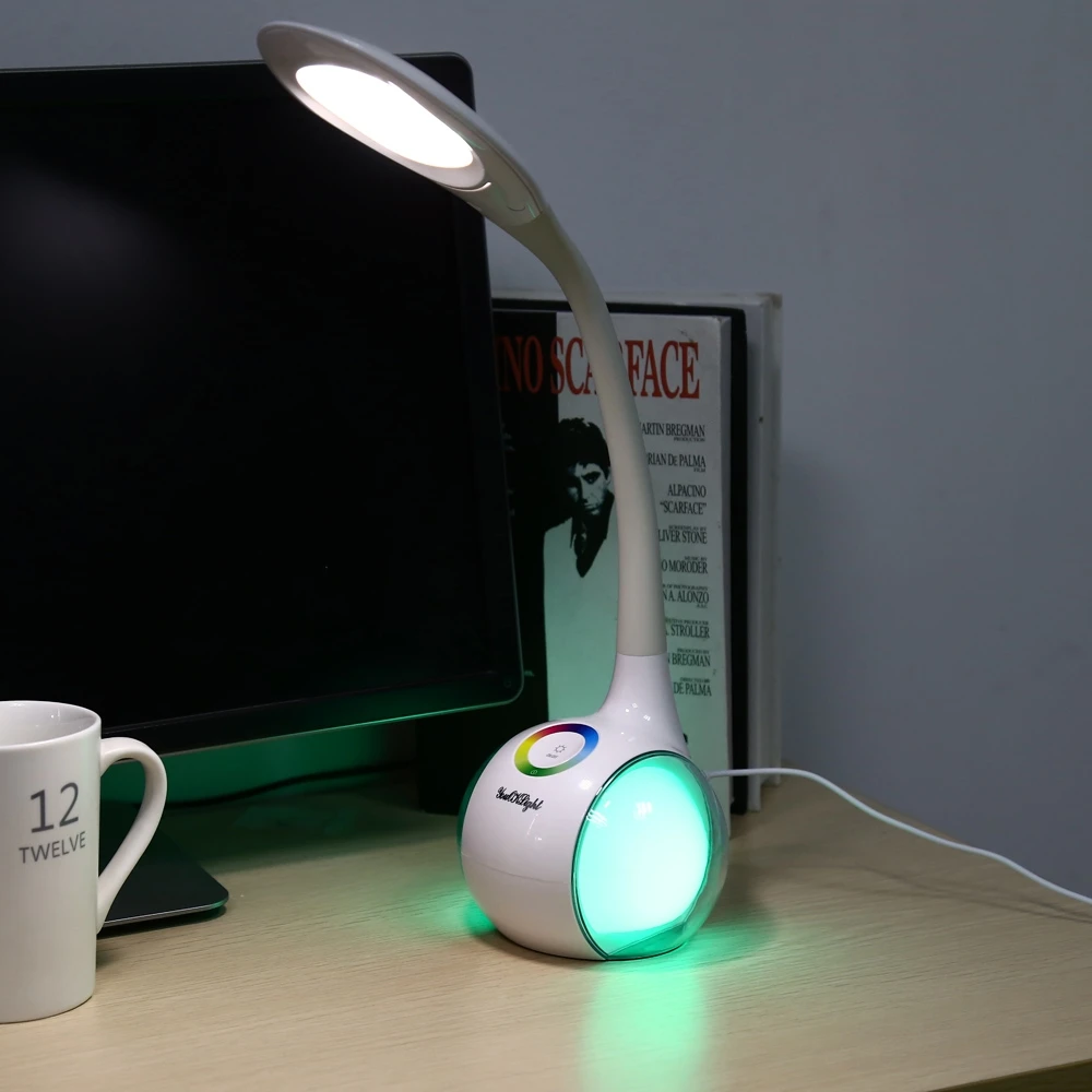 

1PC Color Changeable Eye-protection Touch Control 3 Dimmable Level LED Desk Table Lamp Night Light with RGB Color Changing base