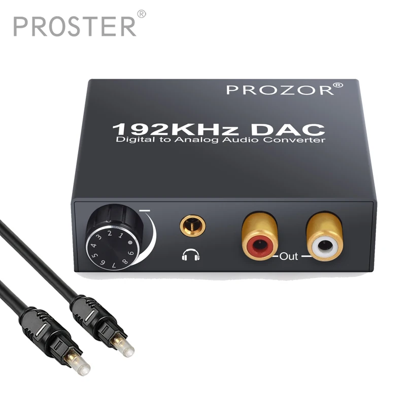 

Volume adjustment PROZOR Digital to Analog Audio Converter DAC Aluminum shell 192kHz SPDIF Optical Coaxial Toslink to Analog
