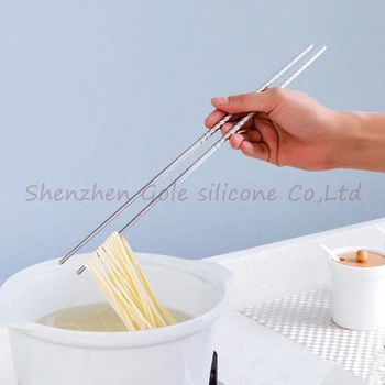 

Stainless Steel Lengthened Cooking Chopsticks Noodle & Frying Extra Long Chopsticks 50pair