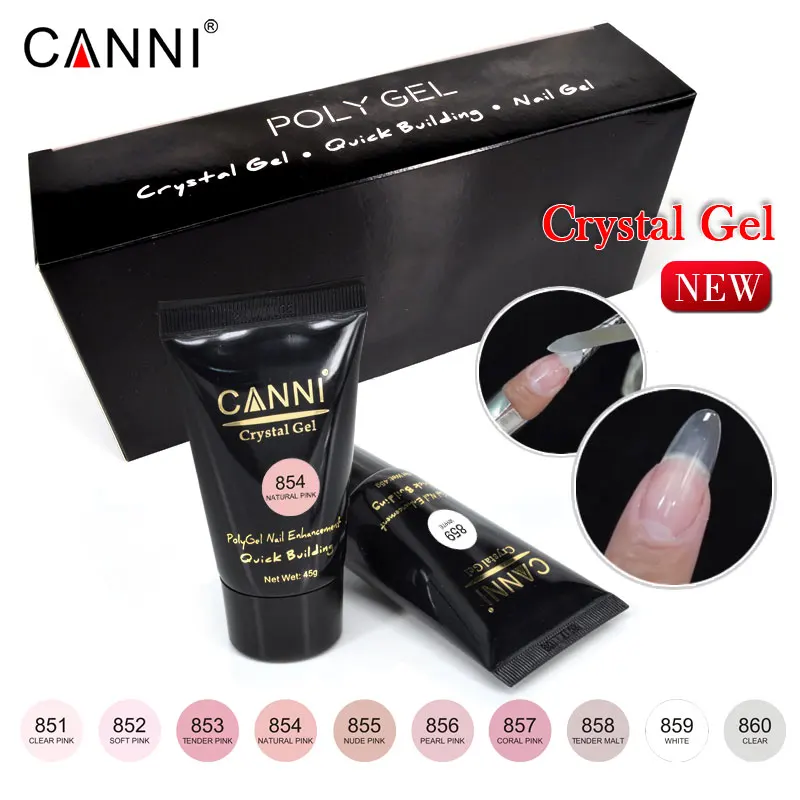 CANNI 45g New uv builder gel Soft pink extend no burning nail art cover natural clear led uv soak off acrylic crystal poly gel