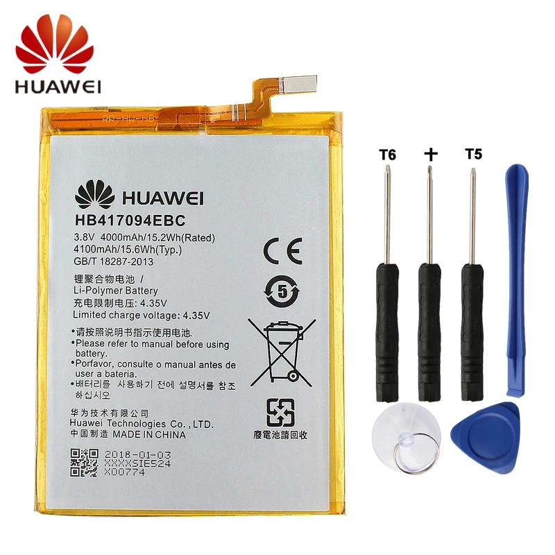 

Huawei HB417094EBC Phone Battery For Huawei Ascend Mate 7 MT7 TL00 TL10 UL00 CL00 4100mAh Original Battery + Tool