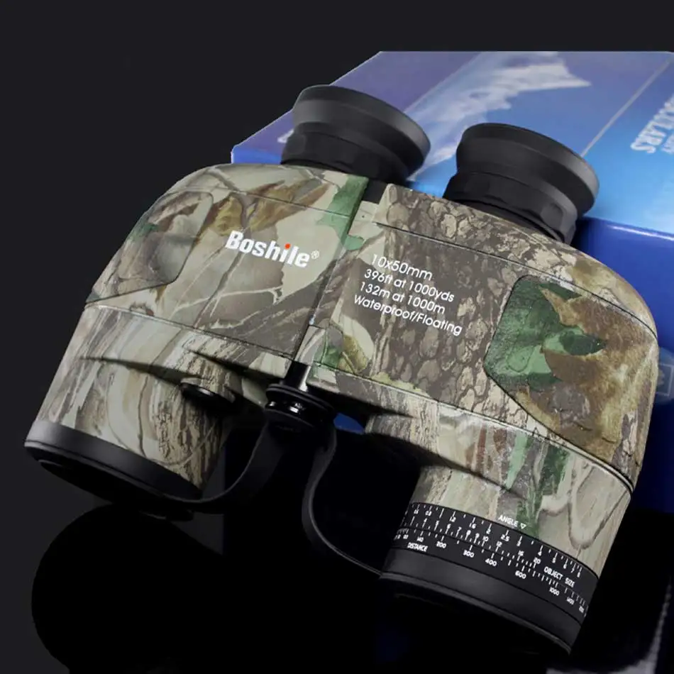 Boshile 10X50 مناظير المهنية العسكرية البحرية للماء تلسكوب HD BAK4 Rangefinder القطر الصيد والملاحة اللون