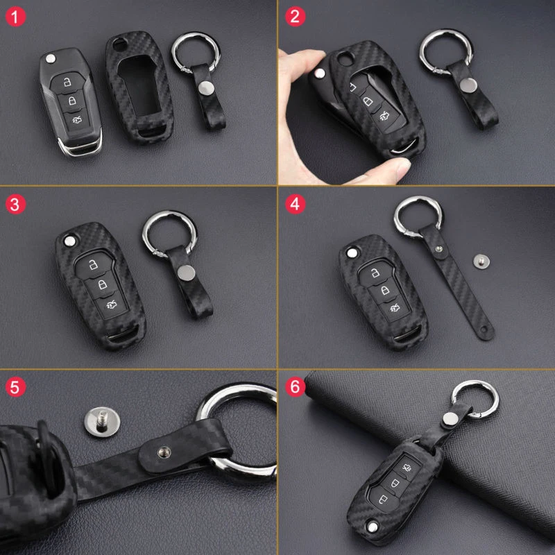 1 шт. карбоновый Черный автомобильный чехол для ключей для Ford Mondeo Ranger explorer