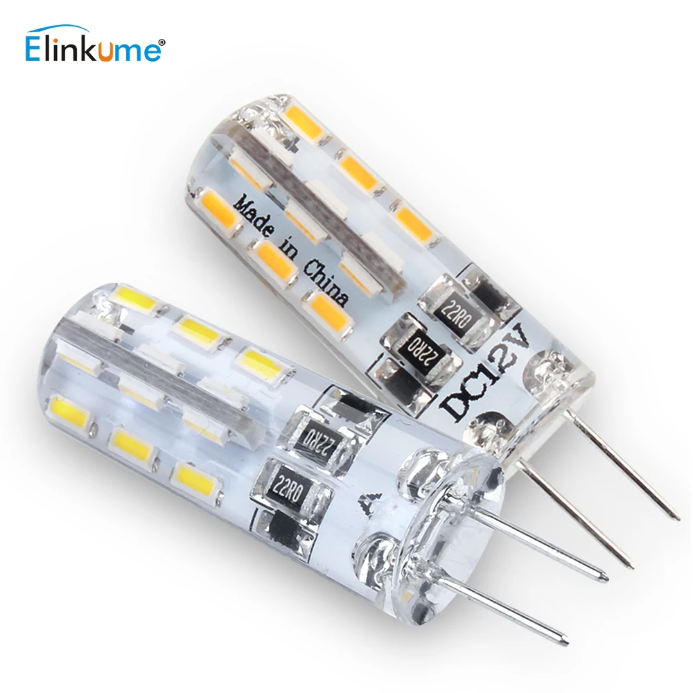 Elinkume G4 светодиодный светильник лампы 24 48 шт. чип SMD3014 2835 энергосберегающие лампы 2 Вт 3 Вт DC12V ампулы светодиодный для Chandeloer 1 партия/5 шт