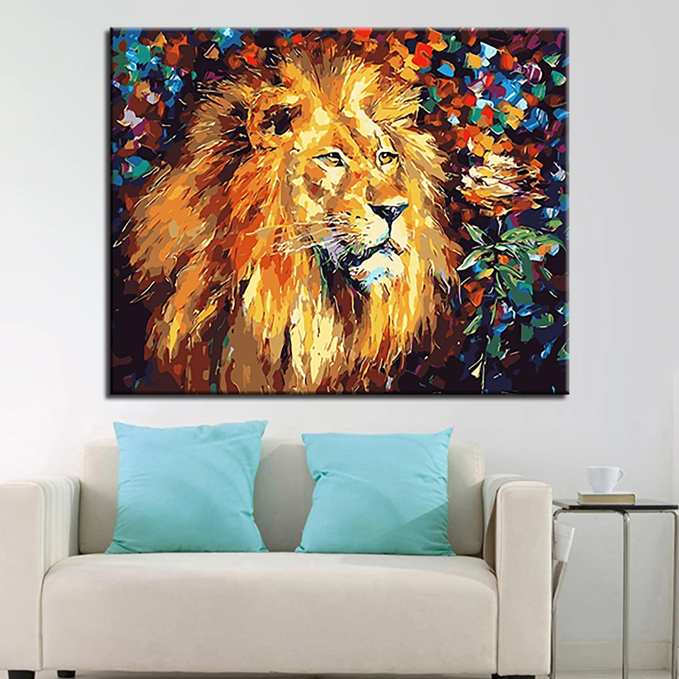 Lion King Diy Painting By Numbers Kits Drawing Coloring Pictures Canvas