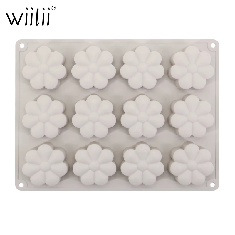 

3D Silicone Cake Decorating Mold Mousse Muffin Puff Mould For 12 Sunflowers Biscuit Non-Stick Kitchen Baking Tools