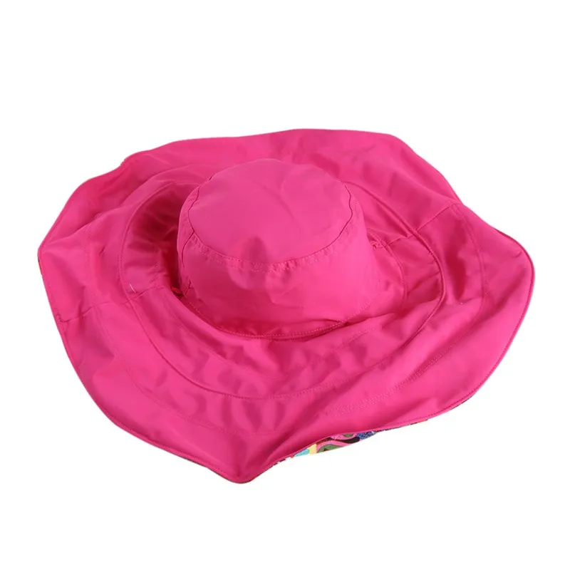 

2018 Outdoor Women Korean Version Printing Double Sided Big Along Cloth Cap Summer Beach Sun sport Hat Cap Beach Sun Visor