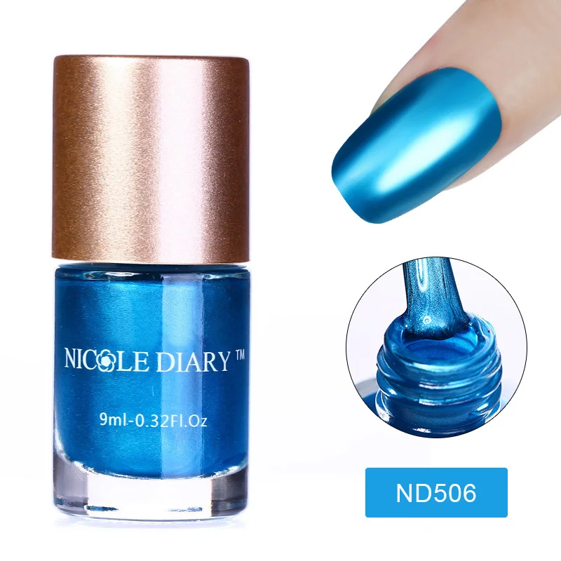 Николь дневник 9 мл синий ench металлик Лаки для ногтей зеркальный эффект Маникюр Дизайн ногтей Блестящий лак для ногтей исчезают