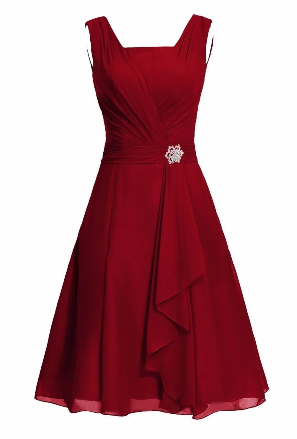 Waulizane элегантные шифоновые платья трапециевидной формы для выпускного вечера на молнии без рукавов вечерние платья 16 цветов на таможне обычный рукав