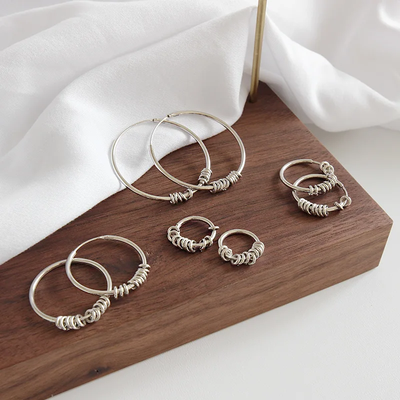 

925 Sterling Silver Geometric Round Simple Hoop Earrings For Women Korean Party Statement Fine Jewelry Cute Accessories 2019