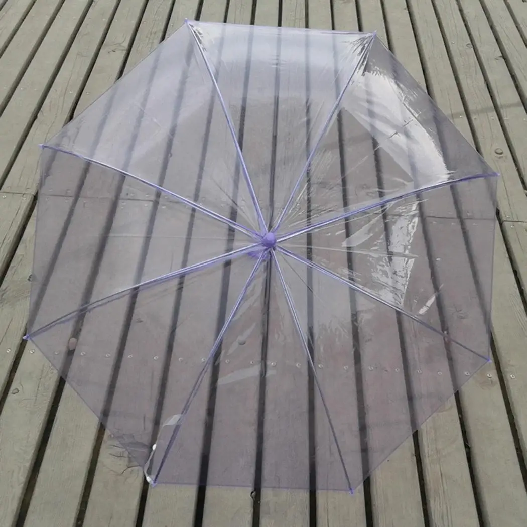 Stick Clear 8 Parasol Straight handle Dome Geometric Handle Solid Long Rain Umbrella Unisex Transparent 300g | Дом и сад