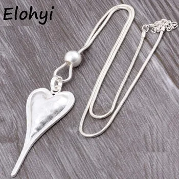 

ELOYHI Boho Heart long Pendants Sweater Chain Top Quality Plated For Women Trendy Neckalce&Pendants Gift
