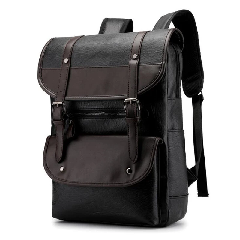 High Quality Men's Backpack Bags Man Casual Pu Leather Backpack Men Mochila Travel Backpack For Laptop Business Big Capacity