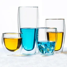 Термостойкая двухслойная стеклянная чашка с изоляцией прозрачная чайная чашка холодный большой емкости чашка для горячей воды чашка для молока кофейная чашка S