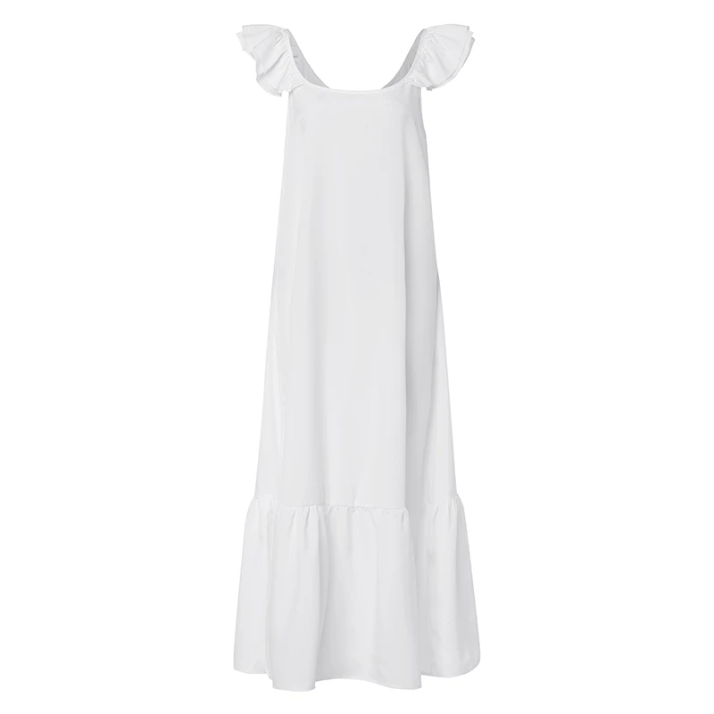 Для женщин Летнее Длинное платье Celmia плиссированное платье без рукавов короткий рукав Повседневное свободные пикантные однотонные Vestidos плиссированные вечерние халат размера плюс - Цвет: Белый
