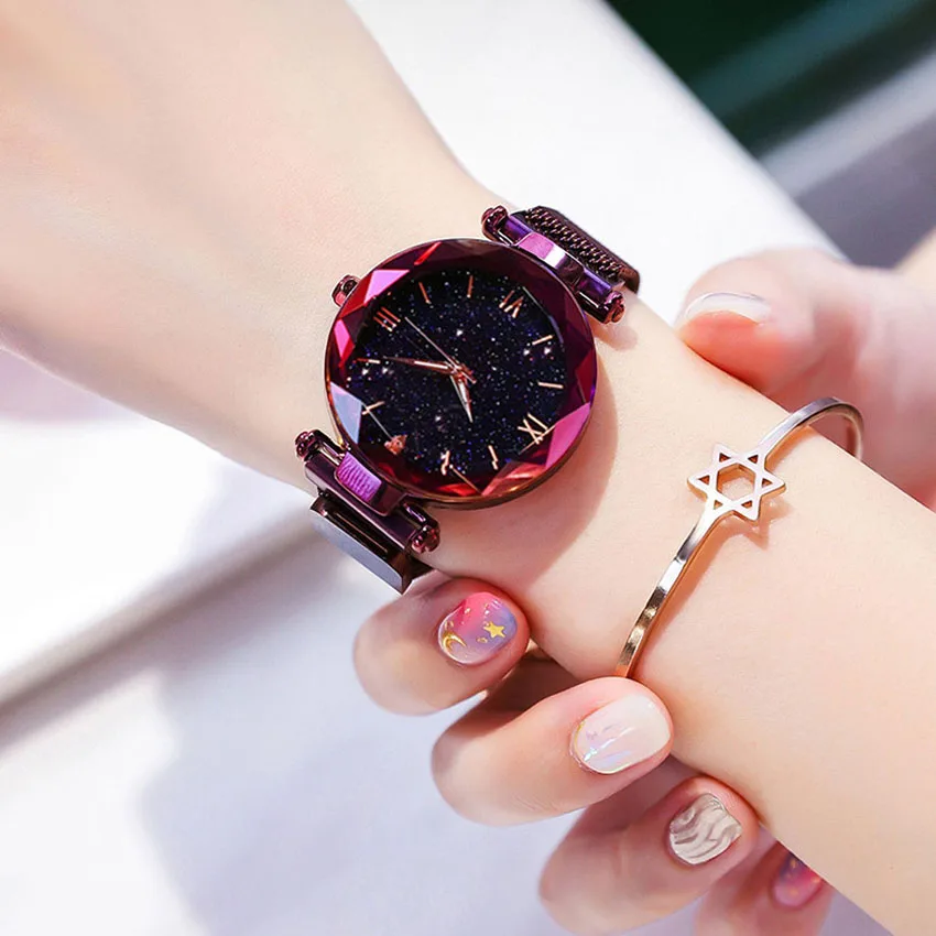 Luxury Women Watches Magnetic Starry Sky Female Clock Quartz