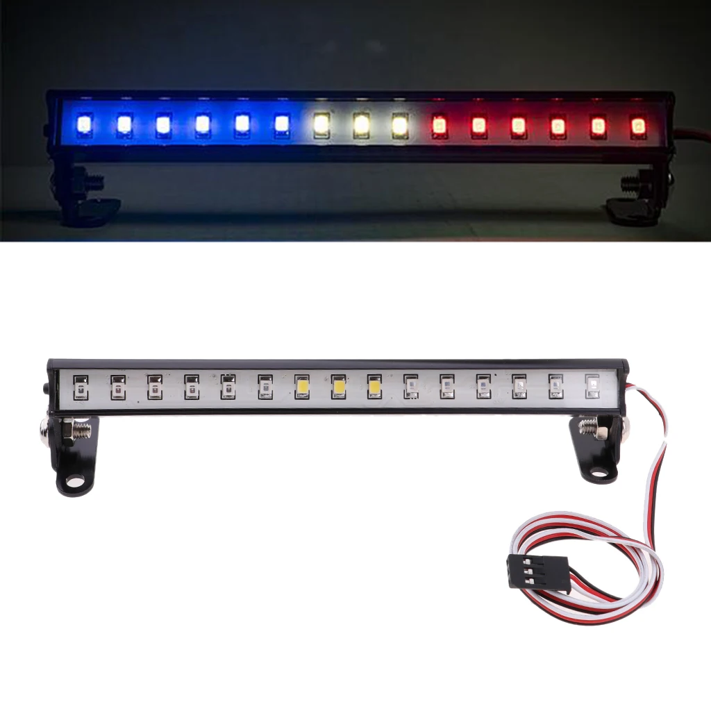RC 15 LEDs 139mm Metal Light Bar for 1/10 1/8 RC Model Car Trucks Buggy TRX4 D90 B