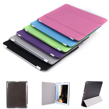 

Slim Smart Soft PU Leather Cover Hard Translucent Plastic Shell for iPad 4/3/2(Assorted Colors)