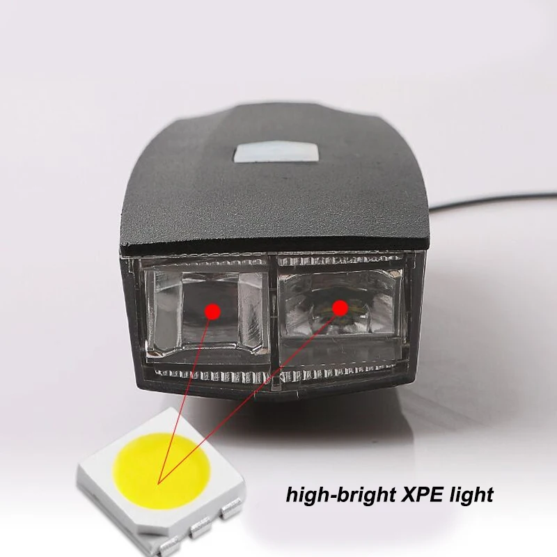 Top USB Rechargeable Waterproof Bicycle Light with Adjustable High Bean & Low beam Light Cycling Horn Light 120db 2