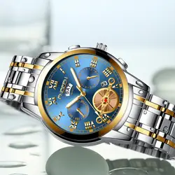 Часы для мужчин лучший бренд класса люкс Бизнес Мужские часы Relogio Masculino Полный стальной Дата Неделя дисплей водонепроницаемые мужские часы