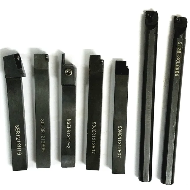 21pcs/set 12mm Shank Lathe Turning Tool Holder Boring Bar  + Silver Carbide PVD Inserts Set For Machining Steel