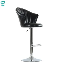 N31CrSpuBlack Barneo N-31 черный кухонный барный стул с мягким сиденьем эко-кожа с выраженным блеском ножка хром стул на газ-лифте стул высокий стул для барной стойки кресло для макияжа по России