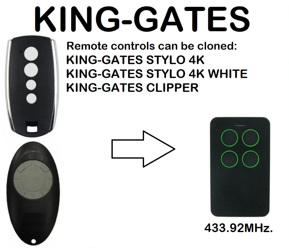 

KING-GATES STYLO 4K, KING-GATES CLIPPER Remote Control Duplicator 433.92MHz.