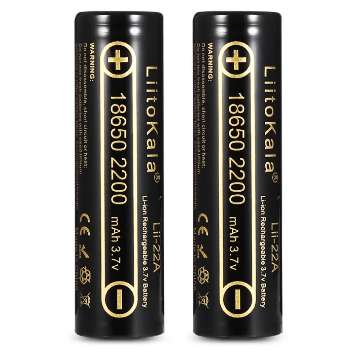 

2pcs HK LiitoKala Lii-22A 18650 3.7V 2200mAh Battery batteries lithium Li Ion Rechargeable Large Capacity Flashlight