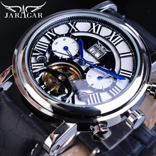 Jaragar Automatic Mechanical Watch Mens Genuine Leather Calendar Display Roman Tourbillion Watches Top Brand Luxury Montre Homme Jaragar Automatic Mechanical Watch Mens Genuine Leather Calendar Display Roman Tourbillion Watches Top Brand Luxury Montre Homme