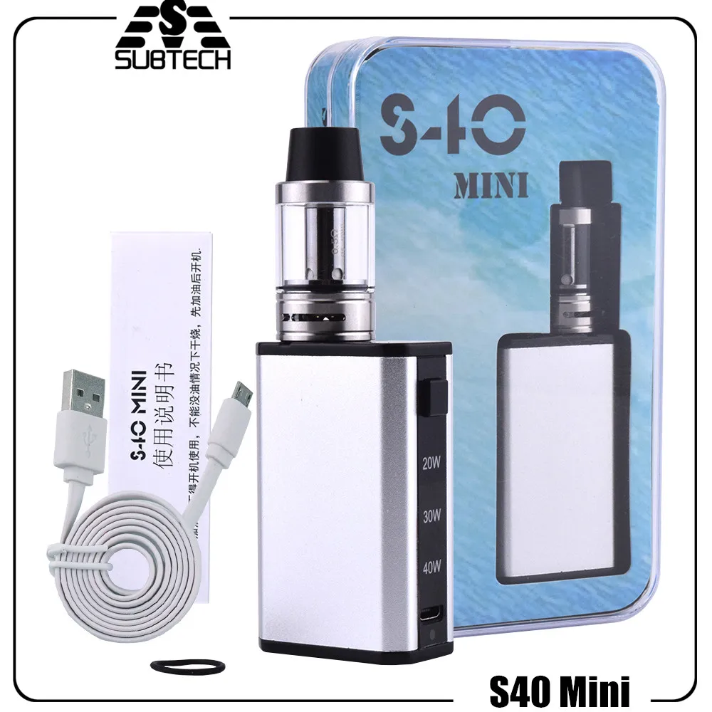 New arrival S40 mini Box Mod variable wattage e cigarettes mod 2.0ml 0.5ohm tank Hot 20w-40w Vape Electronic Cigarette vape mod