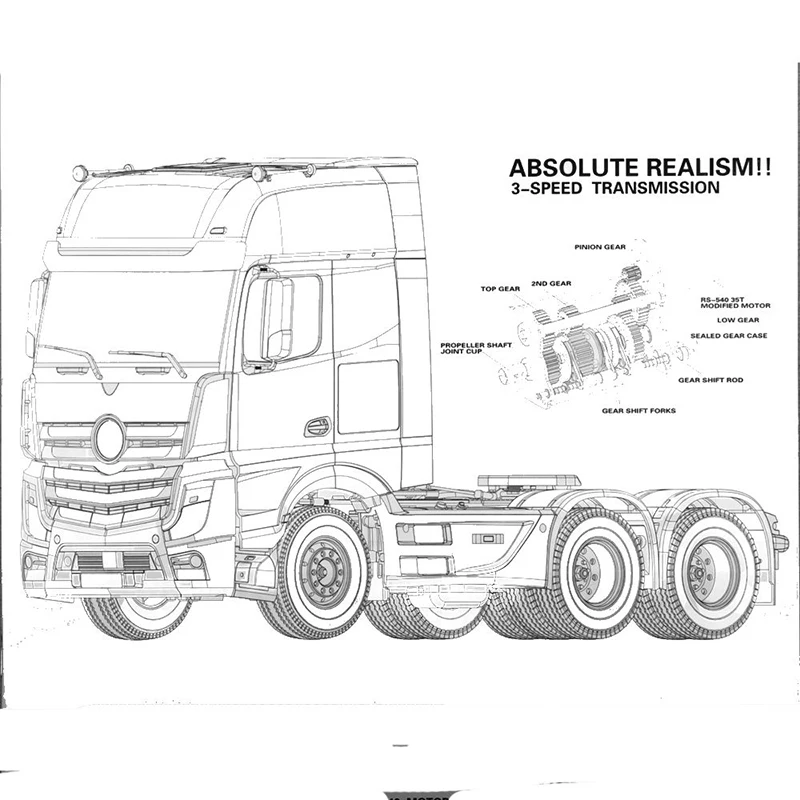 RC 3 Скорость Tiaxial прицеп машинка хоулер сборки автомобилей 1/14 дистанционного
