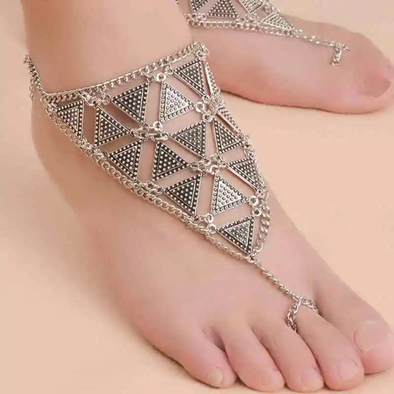 1PC Womens Geometry Triangles Anklet Ankle Bracelet Toe Harness Foot
