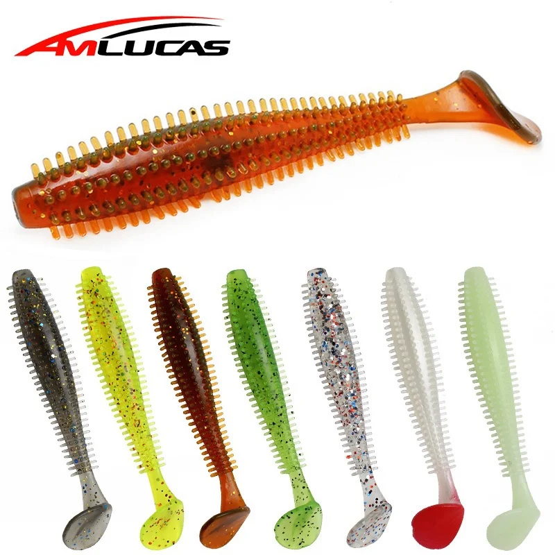 

Amlucas 5pcs 60mm/90mm Soft Bait Worms Wobblers Fishing Lure Swimbait Shad Silicone Carp Fishing Soft Lures Pesca WW318