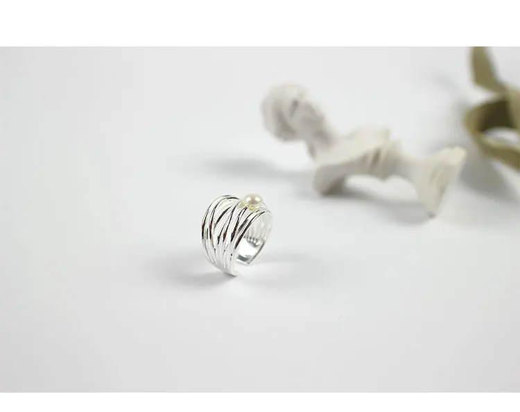 S925 Sterling Silver Personality Fashion Irregular Multi-layer Natural Freshwater Pearl Ring